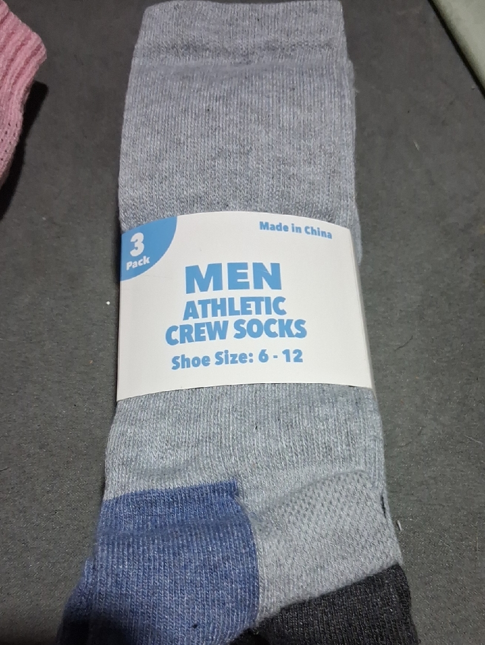 Men's Athletic Crew Socks - Gray with Blue Accents